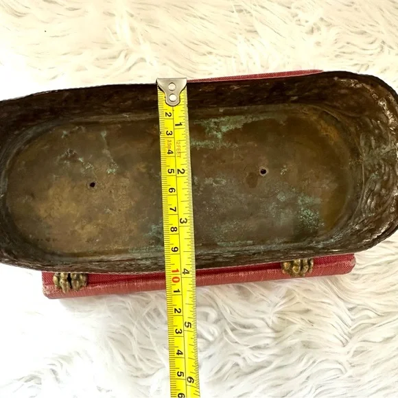 Beautiful Floral Copper Clawfoot Gold Cashpot Planter - Picture 6 of 7